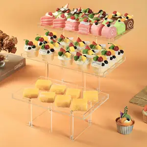 JERY Dessert Table Display Set Cupcakes Pastry Food Fruit Candy Tabletop Clear Acrylic Stands Buffet Risers For Wedding Birthday