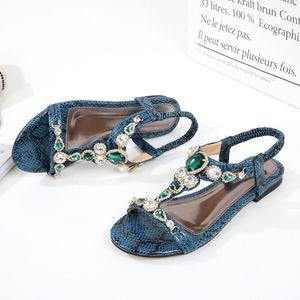 Plus Size Women's Shoes Size 45 Retro <strong>Boho</strong> Style Rhinestone Sandals Women 2022 Beaded Snake Sandals - Product Image 3