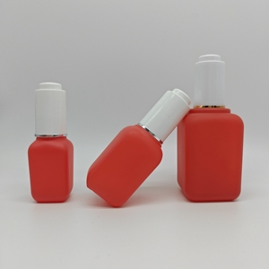 Emballage cosmétique de 15ml 30ml 80ml Nouveau produit Bouteille carrée en verre dépoli <span class=keywords><strong>rouge</strong></span> avec compte-gouttes pour sérum crème de soin de la peau - Product Image 3