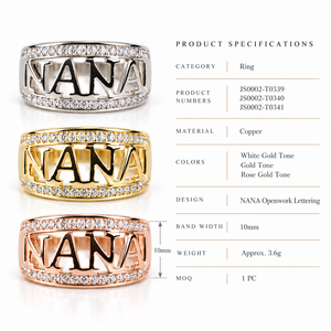 Anello Traforato con Lettera NANA per Donne, Elegante Gioiello da Dito alla Moda - Product Image 5