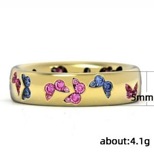 Anelli H115 con Gemme a Farfalla, Incastonatura Pavé, Zirconia Cubica Sintetica, Anelli Unisex alla Moda, Idea Regalo - Product Image 6