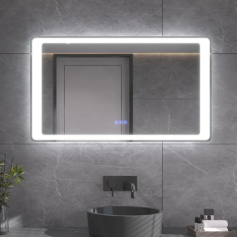 Schloemann Makeup Vanity Wall Anti-fog Shower Room Mirror Led Bathroom Mirrors With Illuminated Light