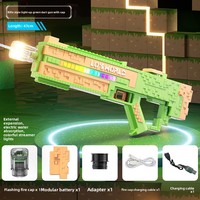 Pistol Air Listrik Mainan Plastik untuk Kolam Renang Pantai, Permainan Tembak Bertema Film Pixel, Tembakan Otomatis Berkelanjutan, Lampu LED, Air untuk Anak-Anak