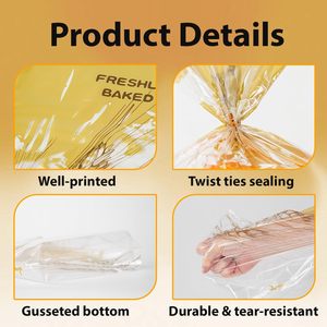 Bolsas de Plástico Transparente CPP OPP PE <span class=keywords><strong>para</strong></span> Pan con Lazos Naranjas, Bolsas <span class=keywords><strong>para</strong></span> Panadería, <span class=keywords><strong>para</strong></span> Sándwiches, Muffins y Productos Horneados - Product Image 5