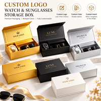 Boîte Cadeau Personnalisée Portable pour Montres et Lunettes, Texture Dorée Haut de Gamme avec Estampage à Chaud, Fermeture Magnétique, avec Doublure