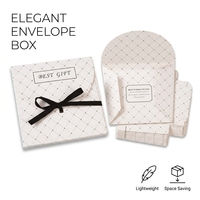 Boîte cadeau pliante personnalisée avec impression, en carton artistique, fermeture à ruban pour foulard, mouchoir, emballage cadeau de mariage