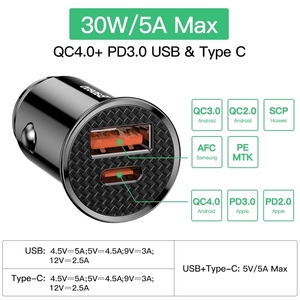 Chargeur de voiture <span class=keywords><strong>USB</strong></span> 30W <span class=keywords><strong>Baseus</strong></span> Charge rapide 4.0 3.0 FCP SCP AFC <span class=keywords><strong>USB</strong></span> PD Chargeur de téléphone de voiture pour Huawei Xiaomi <span class=keywords><strong>iPhone</strong></span> 12 - Product Image 3