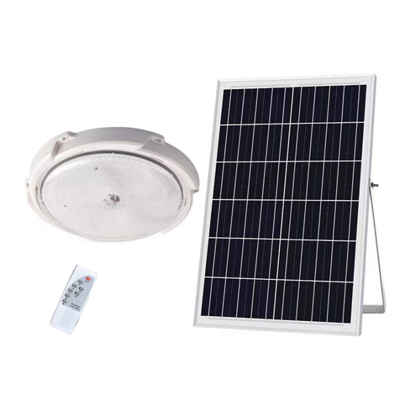 Rechargeable 100W Solar Ceiling Light with Remote Control, Wireless Installation for Garage, Courtyard, Living Room
