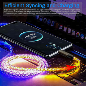 3.3FT RGB đầy màu sắc phát sáng USB Loại C nhanh chóng sạc cáp truyền dữ liệu RGB dần dần dẫn ánh sáng lên USB A đến C 66W/6A siêu bền - Product Image 4
