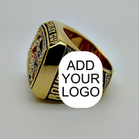Bague de championnat en cristal naturel plaqué or avec votre logo - Style sportif décontracté