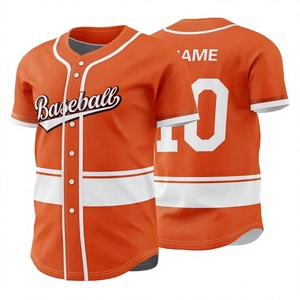 <b>Baseball</b> Orange Short Sleeve Button Front Jersey Men's Regular Fit Breathable Polyester Team Name Print All Seasons Apparel - Product Image 1