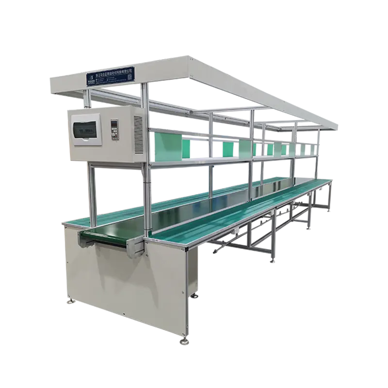 ZhengBang OEM Customized Production Line Aluminum Workbench Belt Conveyor Work Table Anti Static Workshop Assembly Line