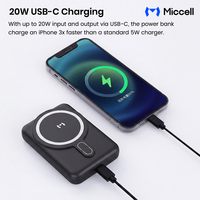 Miccell - Bancos de Energía Magnéticos de 10000 mAh y 20 W, Portátiles, de Carga Rápida, con Soporte Integrado, Banco de Energía con Carga Inalámbrica