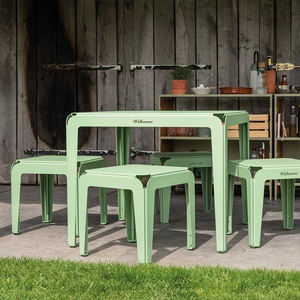 सभी एल्यूमीनियम आउटडोर गार्डन फर्नीचर सेट, डिजाइनर पेटियो टेबल चेयर बेंच संयोजन ओरिगामी विंडप्रूफ सनस्क्रीन कपड़े के साथ - Product Image 2