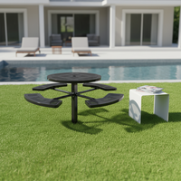Ensemble table et chaises rondes modernes en métal durable de 46 pouces pour jardin/extérieur, table de camping, installation au sol, extensible