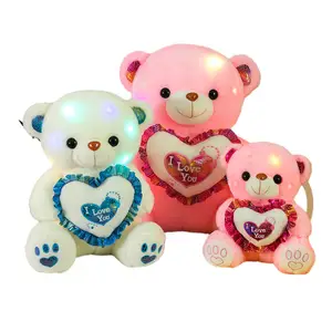 Özel sevgililer günü aşk oyuncak ayı hayvan yumuşak peluş oyuncak Plushie oyuncak ayı ile Led ışık