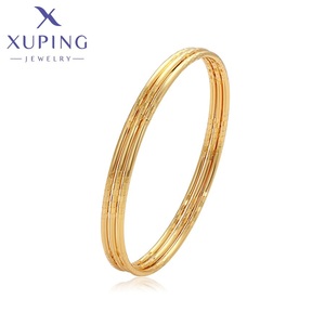 Xuping gioielli all'ingrosso Arabia Saudita Dubai moda rame 24k placcato in oro gioielli impilamento semplice braccialetto da donna - Product Image 1