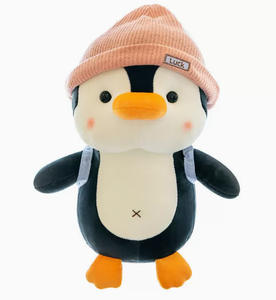Set di Peluche Pinguini Famiglia di Cinque con Cappello Lavorato a Maglia, Etichetta Portafortuna, Zaino, Bambola Imbottita - OEM ODM Personalizzato Ingrosso - Product Image 2