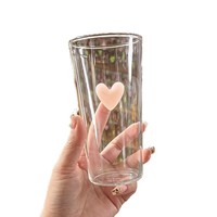 Tasse moderne en verre borosilicate résistant aux hautes températures, style Instagram, en forme de cœur, avec poignée, pour vin, lait et cola, design original