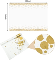 Nappe jetable en plastique, faite à la main, moderne, personnalisable, imprimée de points blancs et dorés, 54x108 pouces, résistante à l'huile et à l'eau, pour la maison et les fêtes