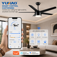 Ventilador de Techo LED BLDC Económico con Absorción de Impactos, Motor de Corriente Continua, 52 Pulgadas, 5 Aspas, Acrílico, para Habitaciones de Hotel, OEM ODM