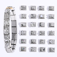Pulsera Italiana Popular de Acero Inoxidable Plateado con Dijes de Diamantes, Animales y Ángeles - ¡Gran Venta!