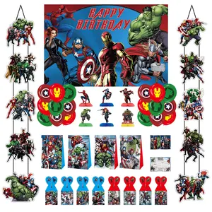 Avengers SuperHero Party Supplies Décorations Enfants Anniversaire Vaisselle Jetable Nappe Superhero Party Thème Faveurs Garçon Ensemble