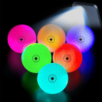 Balles de golf LED OEM de haute qualité en gros, en caoutchouc/Surlyn, deux pièces, 6 couleurs au choix, balles lumineuses avec logo personnalisé pour la nuit