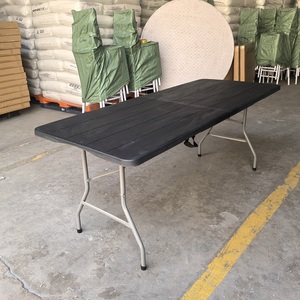 Table pliante rectangulaire en plastique HDPE noir de 8 pieds, durable et économique, pour les événements extérieurs - Product Image 1