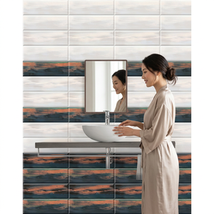 Commercial Digital Ceramic Wall Tiles 12x18 Inch Glossy Polished Glazed Firebrick Design for Building Interiors - Product Image 6