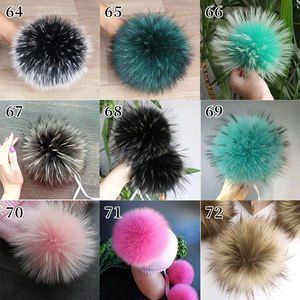 Pompones grandes de piel de mapache <span class=keywords><strong>real</strong></span> con lazo elástico para joyería de sombrero - Product Image 2