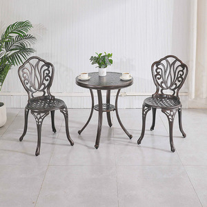 <span class=keywords><strong>Set</strong></span> da Pranzo da 3 Pezzi in Alluminio Pressofuso, per Balcone, Giardino, Esterno, Caffè, Patio, con <span class=keywords><strong>2</strong></span> <span class=keywords><strong>Sedie</strong></span> <span class=keywords><strong>e</strong></span> Tavolo Rotondo in Metallo - Product Image 4