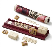 Jeu de tuiles de Mahjong américain en acrylique, monocouche, 160 pièces, motifs floraux, bambou, cercle, dragon, vent, avec sac de rangement