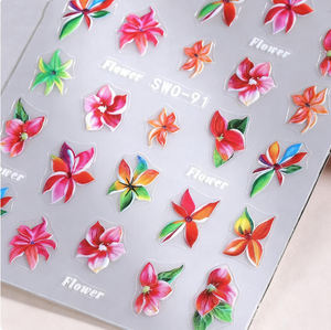 Pegatinas de <span class=keywords><strong>Uñas</strong></span> con Flores Estilo Hawaiano, Pétalos Florales de Primavera Verano, Calcomanías de <span class=keywords><strong>Uñas</strong></span> Mate Texturizadas, Decoración de Manicura DIY - Product Image 2