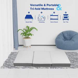 دعم مريح 3 <span class=keywords><strong>4</strong></span> 5 بوصة ثلاثي للطي رغوة الذاكرة المحمولة فراش الكلمة شبكة تنفس لينة سرير فراش علوية - Product Image 6