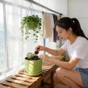 <span class=keywords><strong>Pot</strong></span> de <span class=keywords><strong>fleurs</strong></span> minimaliste <span class=keywords><strong>en</strong></span> céramique émaillée avec soucoupe pour bonsaï - Décoration intérieure - Product Image 6