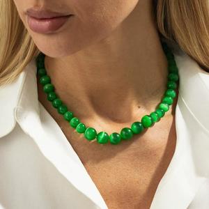 카이메이 2026 패션 주얼리 작은 구슬 여성용 반투명 캣아이 비즈 목걸이 신상 핫세일 쇄골 체인 비즈 목걸이 - Product Image 1