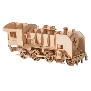 3D Holz puzzles Lernspiel zeug Zusammen gebaute Kinder bausteine Puzzle Handmade Adult Steam Train Kids DIY Bastel spiele