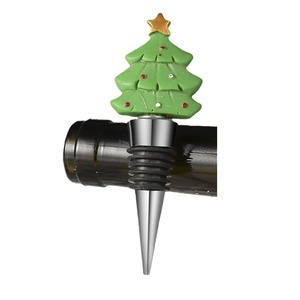 Bouchon de bouteille de vin en forme de sapin de Noël, 10,8 cm, en résine, pour la décoration des fêtes - Product Image 3