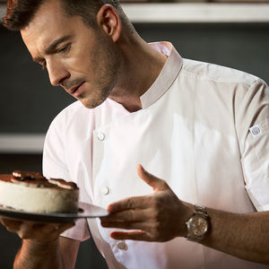 Vêtements de cuisine d'été pour hommes et femmes Salopette de chef à manches longues courtes Uniformes de <span class=keywords><strong>restauration</strong></span> tissés respirants pour restaurant - Product Image 3