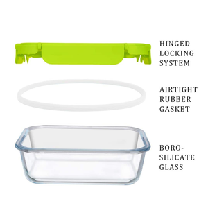 Eco-Friendly Rectangle <strong>Glass</strong> <strong>Food</strong> <strong>Container</strong> with <strong>2</strong> <strong>Compartments</strong> for Home Storage &amp; Freshness Preservation - Product Image 3