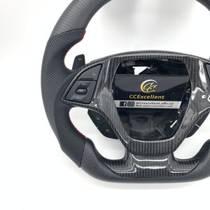 Volant en fibre de carbone CCExcellent à <span class=keywords><strong>prix</strong></span> avantageux pour <span class=keywords><strong>Camaro</strong></span> 2016-2020 avec cuir lisse <span class=keywords><strong>rouge</strong></span> - Product Image 2