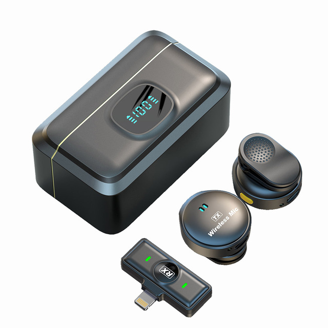 Magnetic Clip 1 Drag 2 Mini Microphone with Charging Box Long Battery Life Wireless Mic Compatible with Computer Phone