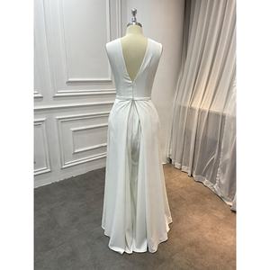 Robes décontractées de haute qualité pour femmes d'usine en gros <span class=keywords><strong>Combinaison</strong></span> blanche personnalisée Soirée formelle Robe d'invité pour mariage <span class=keywords><strong>avec</strong></span> ceinture - Product Image 3