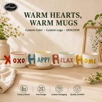 Tasse à café en céramique avec poignée en lettres 3D SWT, impression XOXO, logo personnalisé, vente en gros, Saint-Valentin