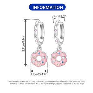 Nuevos pendientes de donut de latón blanco con circonitas, con temática de postres, regalos creativos para mujeres, precio de fábrica al por mayor - Product Image 5