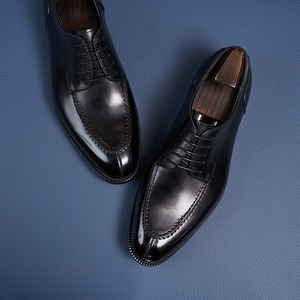 Chaussures en cuir pour hommes, style business décontracté, bout carré, en cuir pleine fleur, à lacets, respirantes, antidérapantes, semelle extérieure en caoutchouc légère - Product Image 2