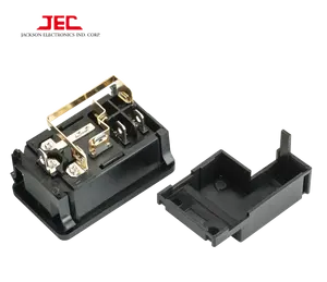 Soket listrik OEM bermerek C14 AC Power Inlet dengan saklar Dan dudukan sekering dibuat di Taiwan