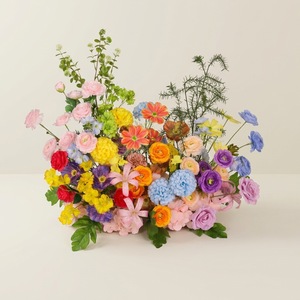 Boule de fleurs artificielles en soie OEM, rose blanche et hortensia, colorées, pour centres de table de mariage - Product Image 1