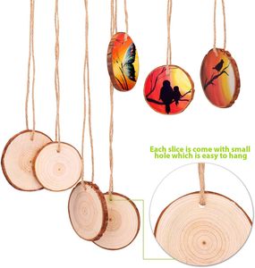 DIY potongan Laser alami bulat potongan kayu yang belum selesai ornamen kayu untuk dekorasi Thanksgiving Natal dan pernikahan - Product Image 6